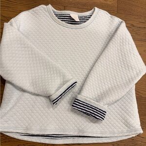 J. Crew Reversible Quilted Top in White and Navy Stripes